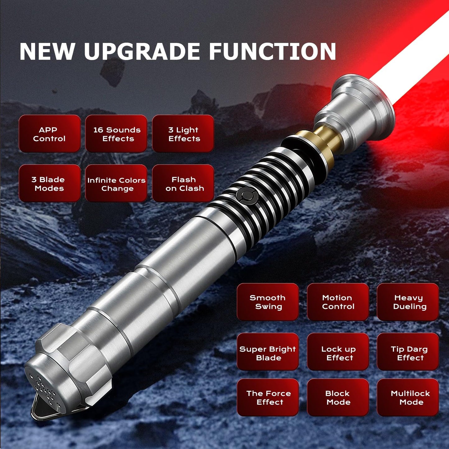 PKSTVB Upgrade App Control LK Dueling Lightsaber, Smooth Swing 16 Sound Effects 3 Light Effects, 16 Colors and Infinite Change Metal Light Saber