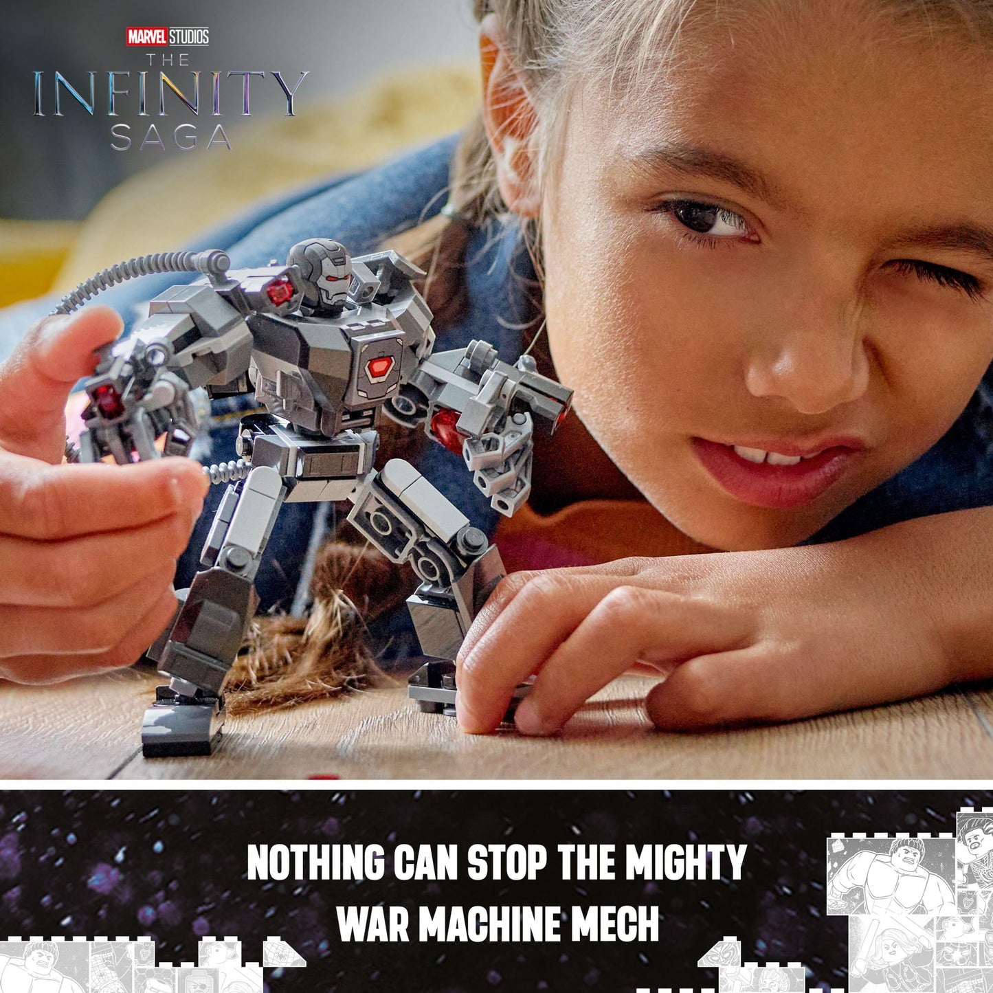 LEGO Marvel War Machine Mech Armor, Buildable Marvel Action Figure Toy for Kids with 3 Stud Shooters, Legendary Character from The MCU, Gift for Boys