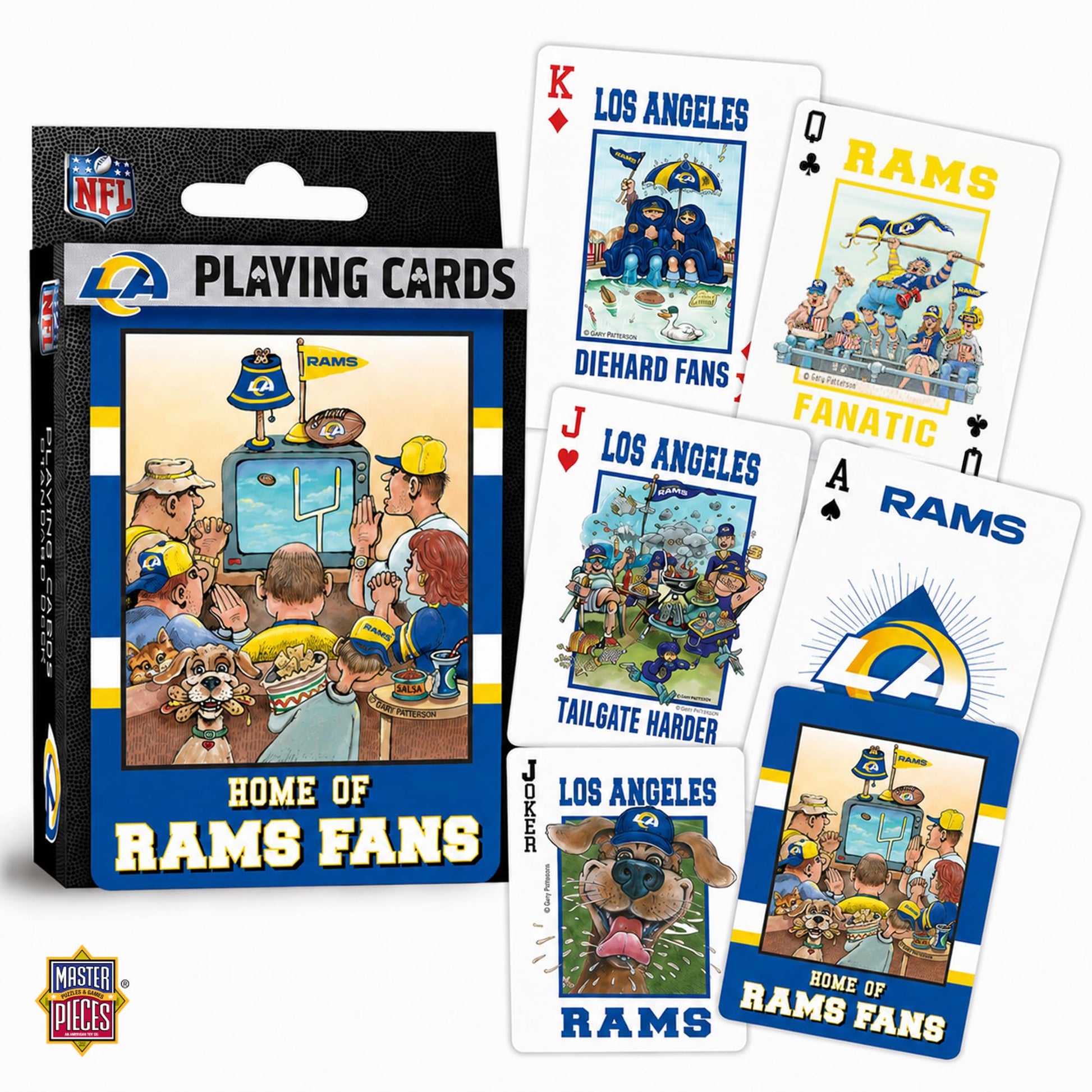 Masterpieces NFL Los Angeles Rams Playing Cards - Officially Licensed, 54 Card Deck - Ages 4+