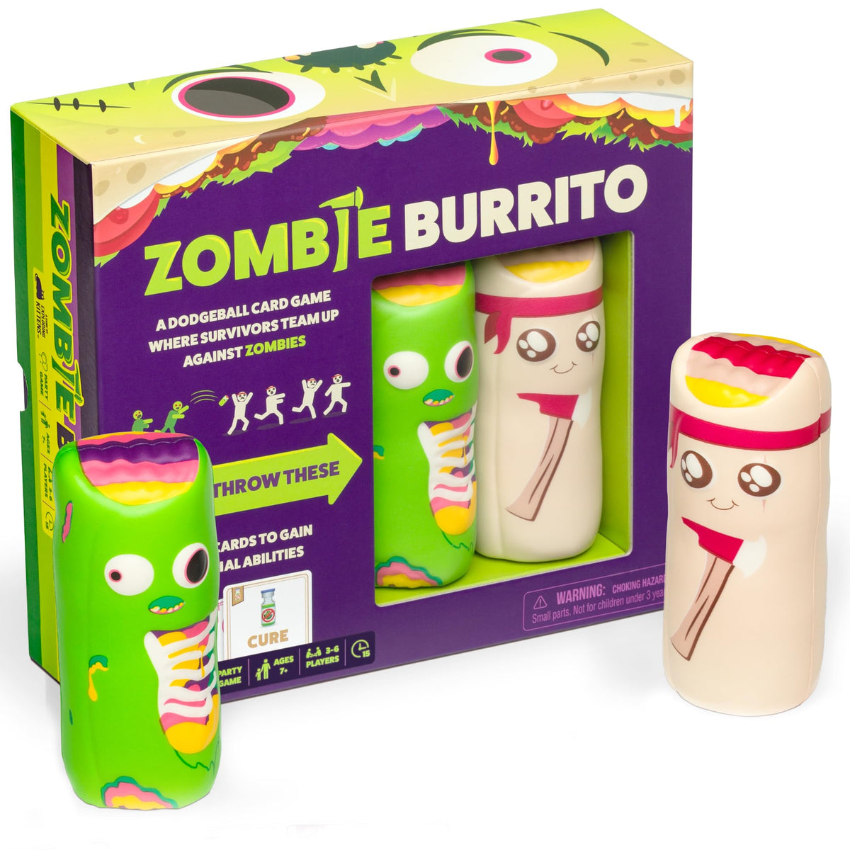 Exploding Kittens Zombie Burrito 3-6 Players, Age7+ Dodgeball Card Game