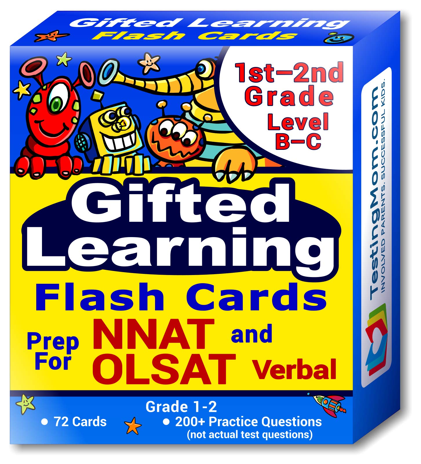 TestingMom.com NNAT and OLSAT Test Prep Flash Cards - NYC Gifted and Talented - Grade 1 (Level B) - Grade 2 (Level C) - 140+ Practice Questions - Tips
