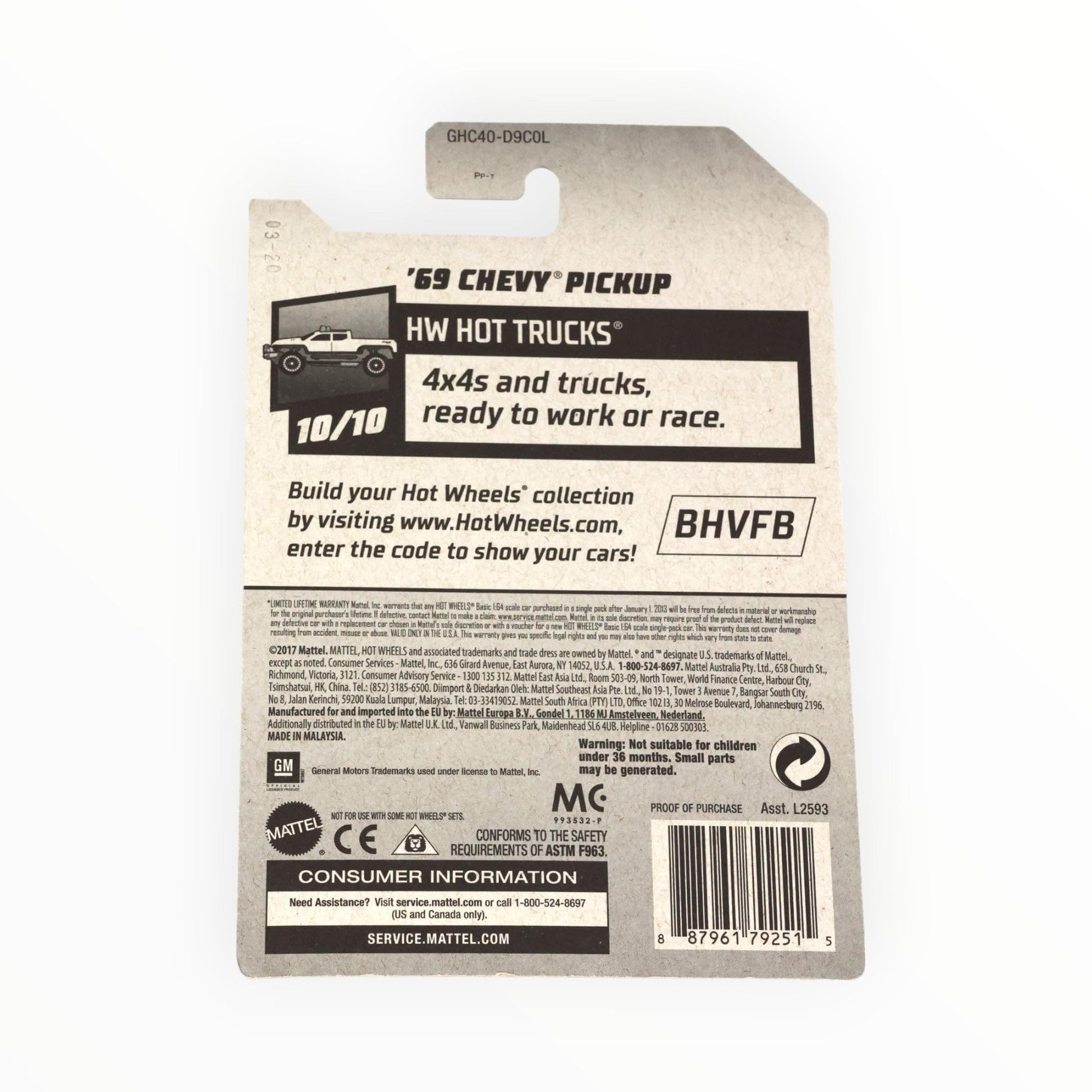Hot Wheels '69 Chevy Pickup - green - 202/250 Hot Trucks 10/10