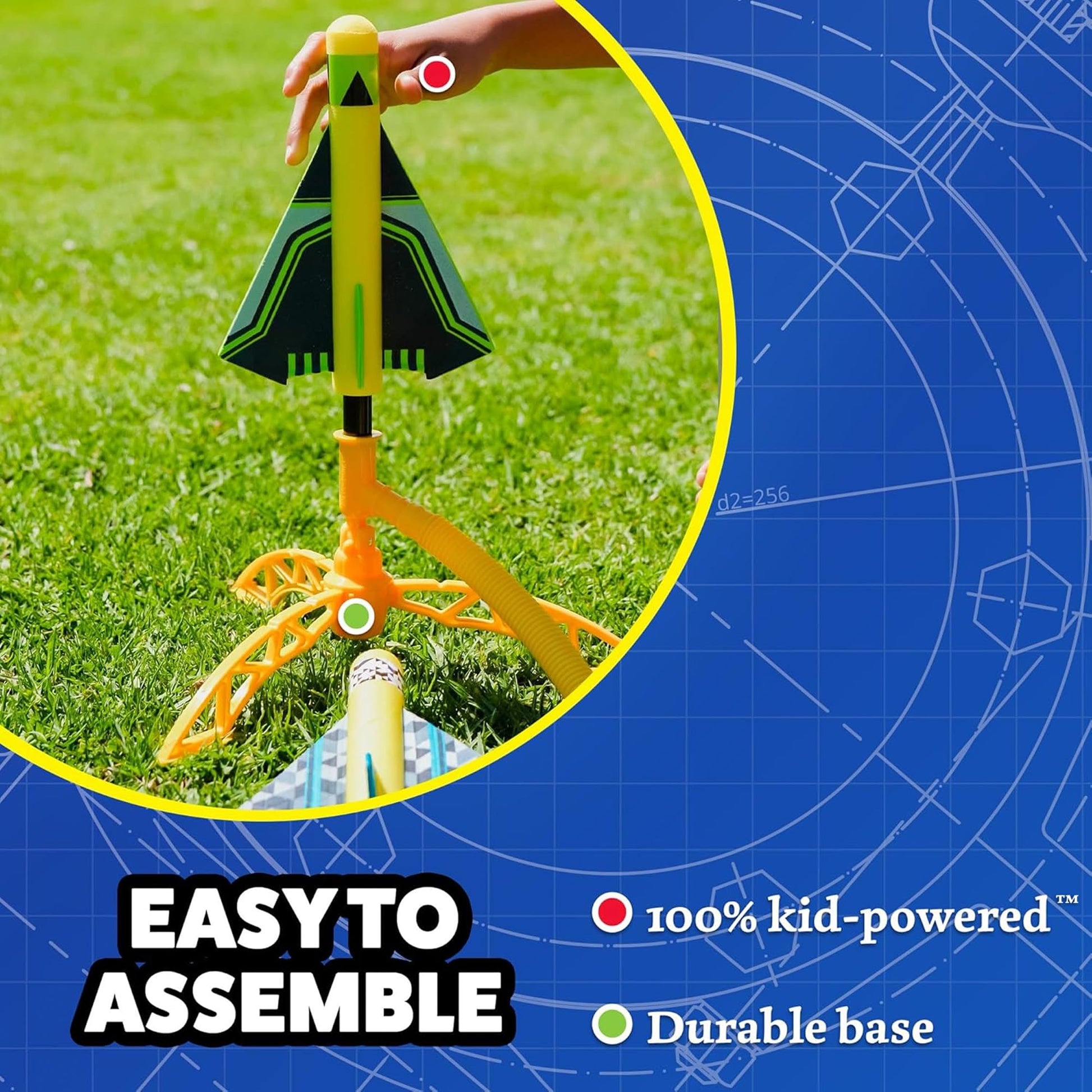 Stomp Rocket Stunt Plane Rocket Launcher Toy for Kids - 3 Foam Airplane Toy