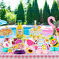 ArowlWesh 12Pcs Summer Pool Honeycomb Centerpiece Decoration, Pink Beach Ball Table Toppers for Girls and Kids, Hawaiian Flamingo Beach Party Luau