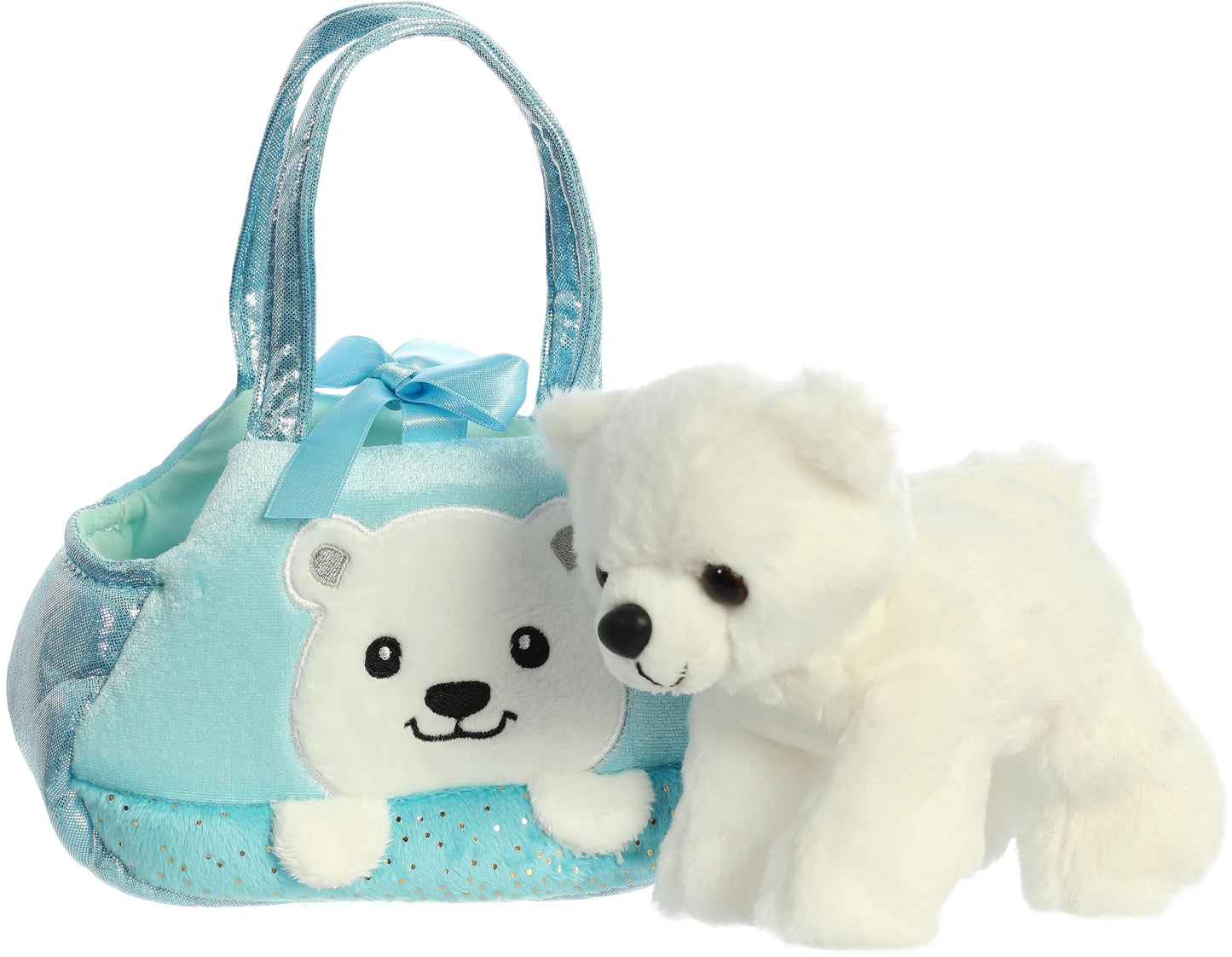 Aurora® Fashionable Fancy Pals™ Peek-A-Boo™ Polar Bear Stuffed Animal - Plush with Stylish Purse for Dress Up Fun - Perfect for Kids 3+ Years