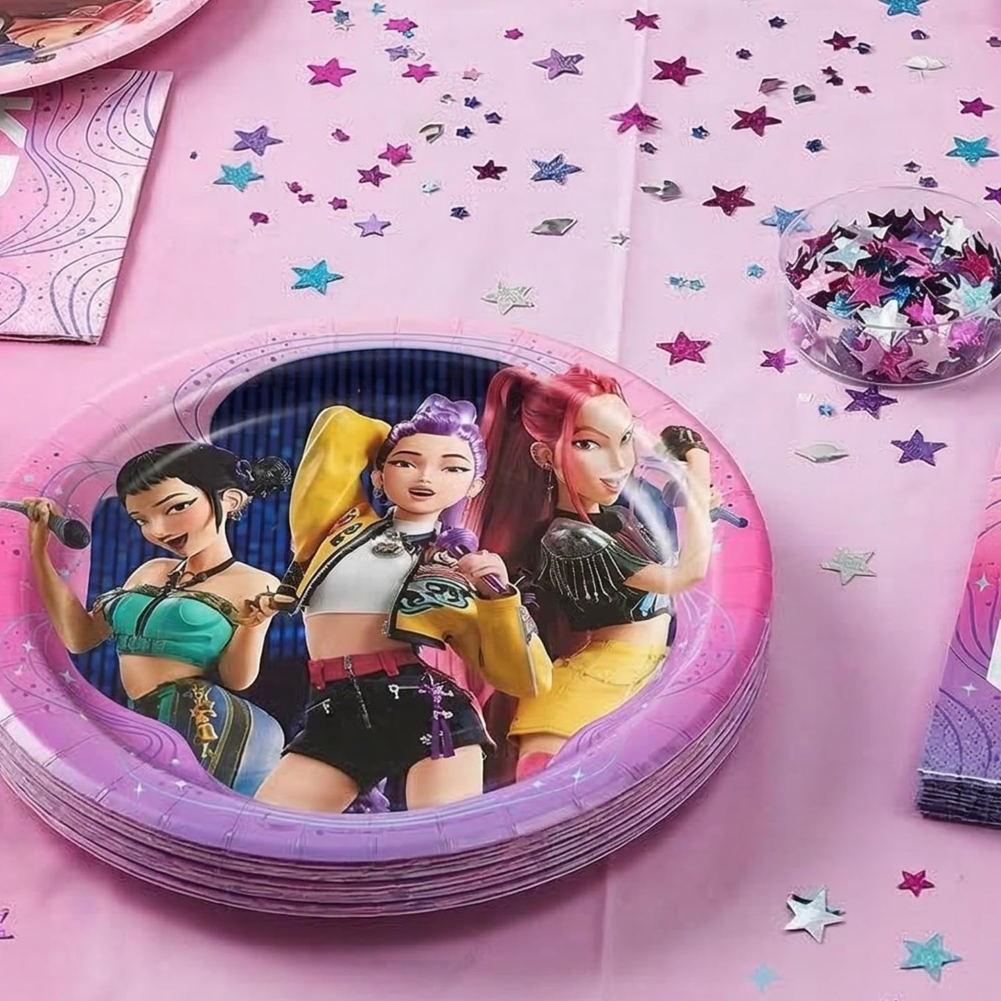 Unique 16 Plates KPop Demon Hunters - 9" Paper Dinner Plates (Pack of 16) - KPop Demon Hunters Birthday Decorations and Party Supplies - Officially