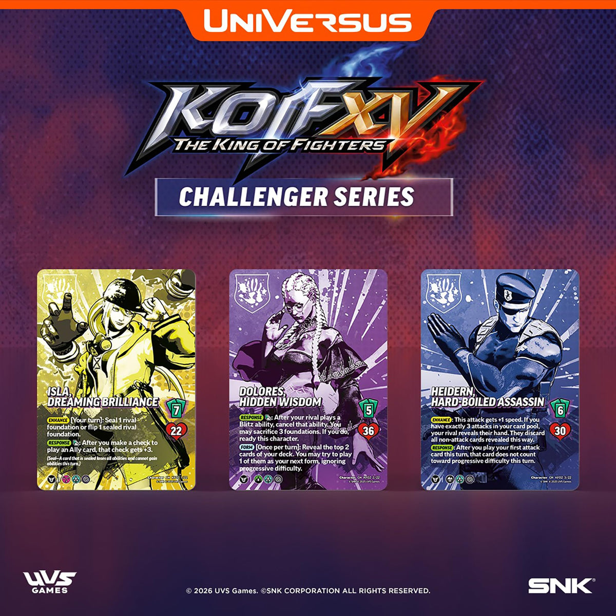 UniVersus: The King of Fighters XV: Challenger Series - Team Rival - Deck-Building Battle Card Game, Ready to Play Characters, Foil Booster Pack, CCG