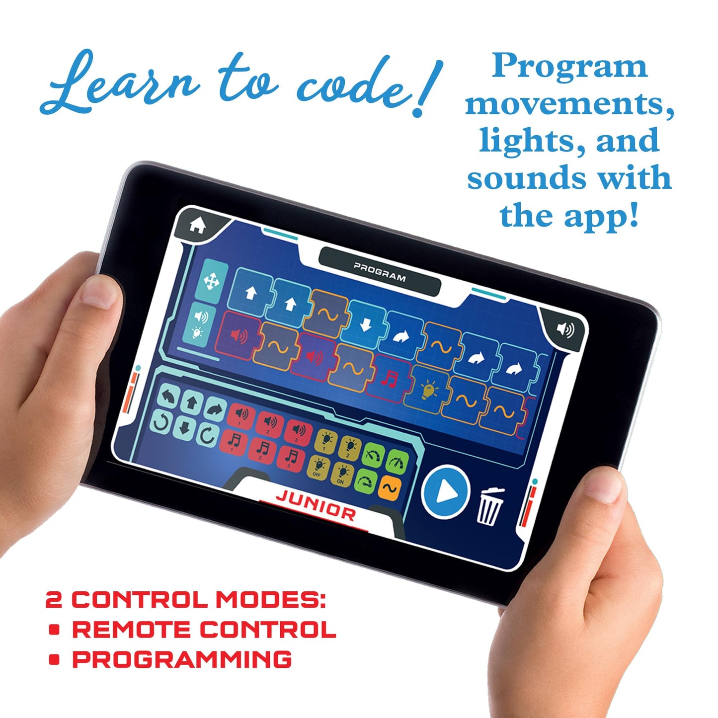 Thames & Kosmos Robotics Smart Machines Junior STEM Kit, Build & Code Your Robot’s Movements, Speed, Lights & Sounds, for Ages 8+, Use Screen-Free