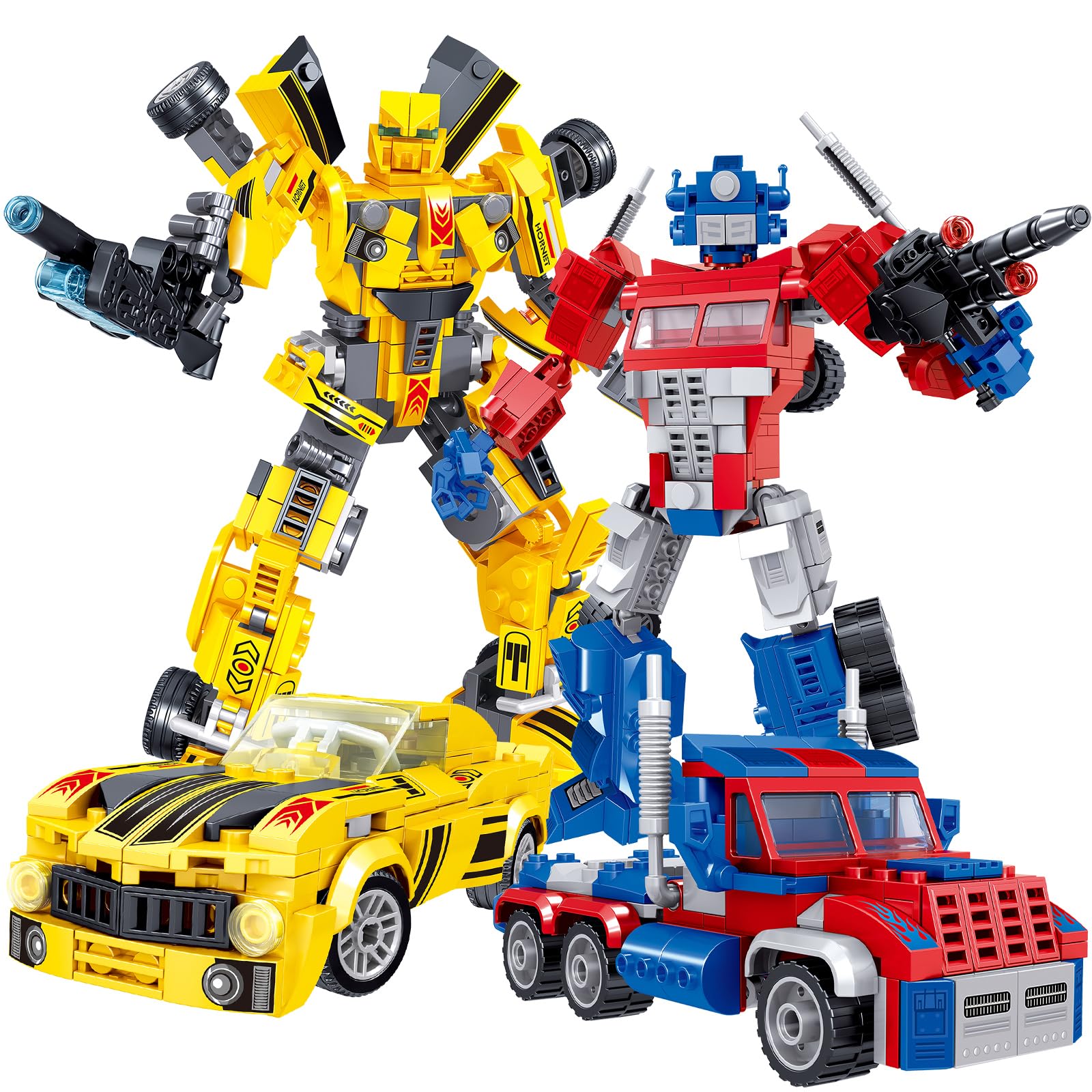 HIGH GODO Transforming Building Set, Collectible 2in1 Transformation Robot and Truck Building Block Set, Cool Robots Toys Gifts for Teens Adults 14+