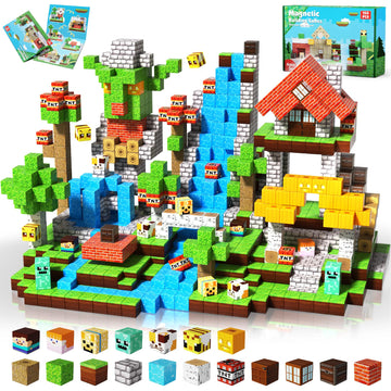 ToyUnited 150PCS Magnetic Blocks - Magnetic Building Blocks, Magnet Cubes Toys Stacking, Build Forest World Set, STEM Montessori Sensory Toys for Kids