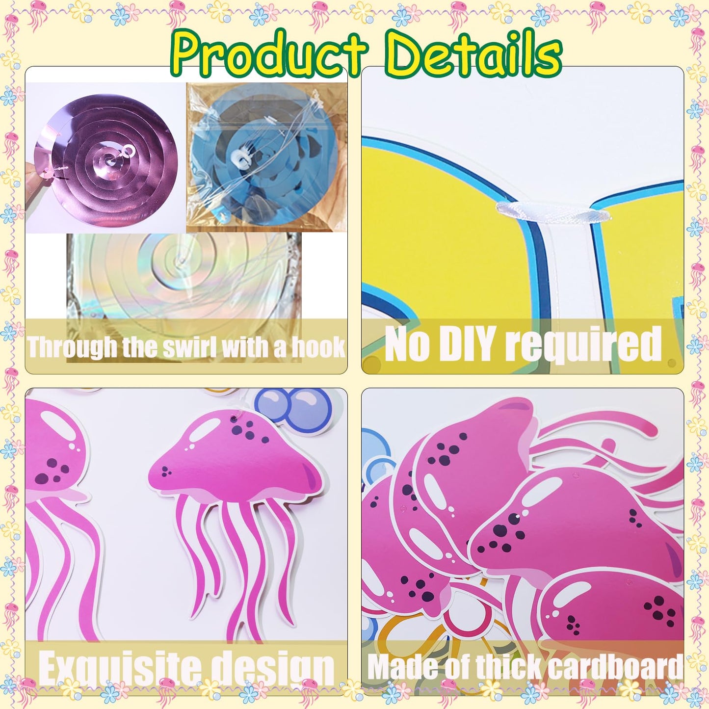 WHAT'S FUNNIER THAN 24? 25! Birthday Banner Carton Banner Jelly Fish Hanging Swirls Garlands Sea Animals Hanging Banner for Birthday Party Decorations