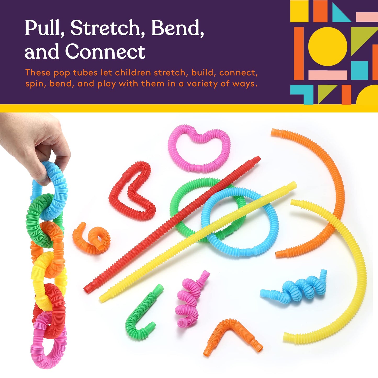 Special Supplies 30-Pack MINI Fun Pull and Pop Fun Tubes Mini for Kids Stretch, Bend, Build, and Connect Toy, Provide Tactile and Auditory Sensory