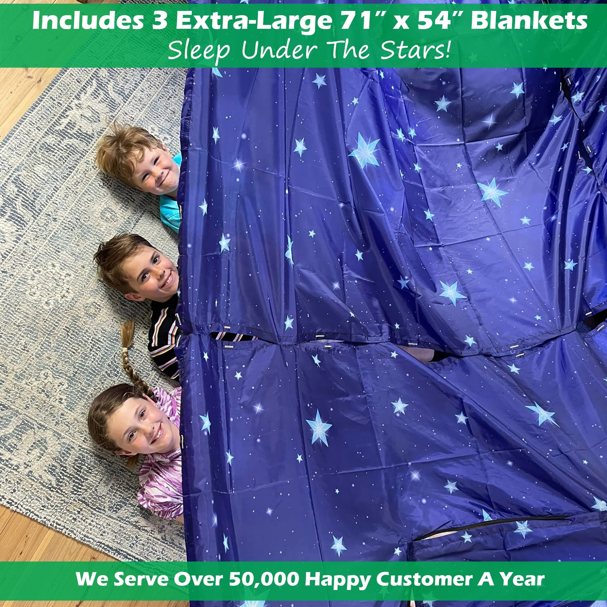 Blanket Fort Building Kit for Kids, Safety Certified, Ages 3-12 - Play Tent