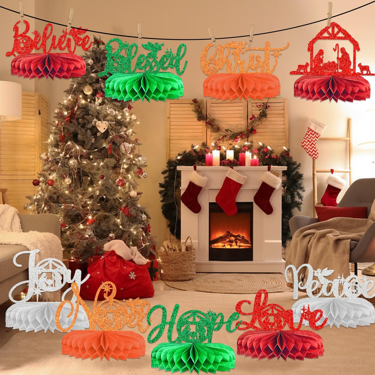 Christmas Honeycomb Centerpieces Jesus Christmas Decorations Religious Christmas Decorations for Christmas Party Table Decorations Christmas Party