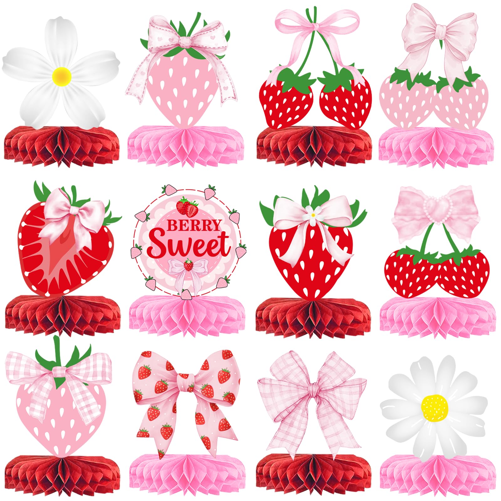 Strawberry Centerpieces for Tables: 12Pcs Strawberry Centerpieces for Strawberry Table Decor Gender Reveal Party Strawberry Table Decor Strawberry