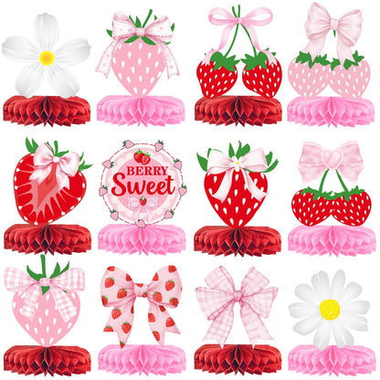 Strawberry Centerpieces for Tables: 12Pcs Strawberry Centerpieces for Strawberry Table Decor Gender Reveal Party Strawberry Table Decor Strawberry