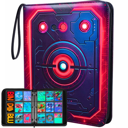 BindaBlu 3D Relief Card Binder 900 Pockets | Embossed TCG Binder 9-Pocket with Zipper | Premium PU Leather Trading Card Album for MTG, Baseball