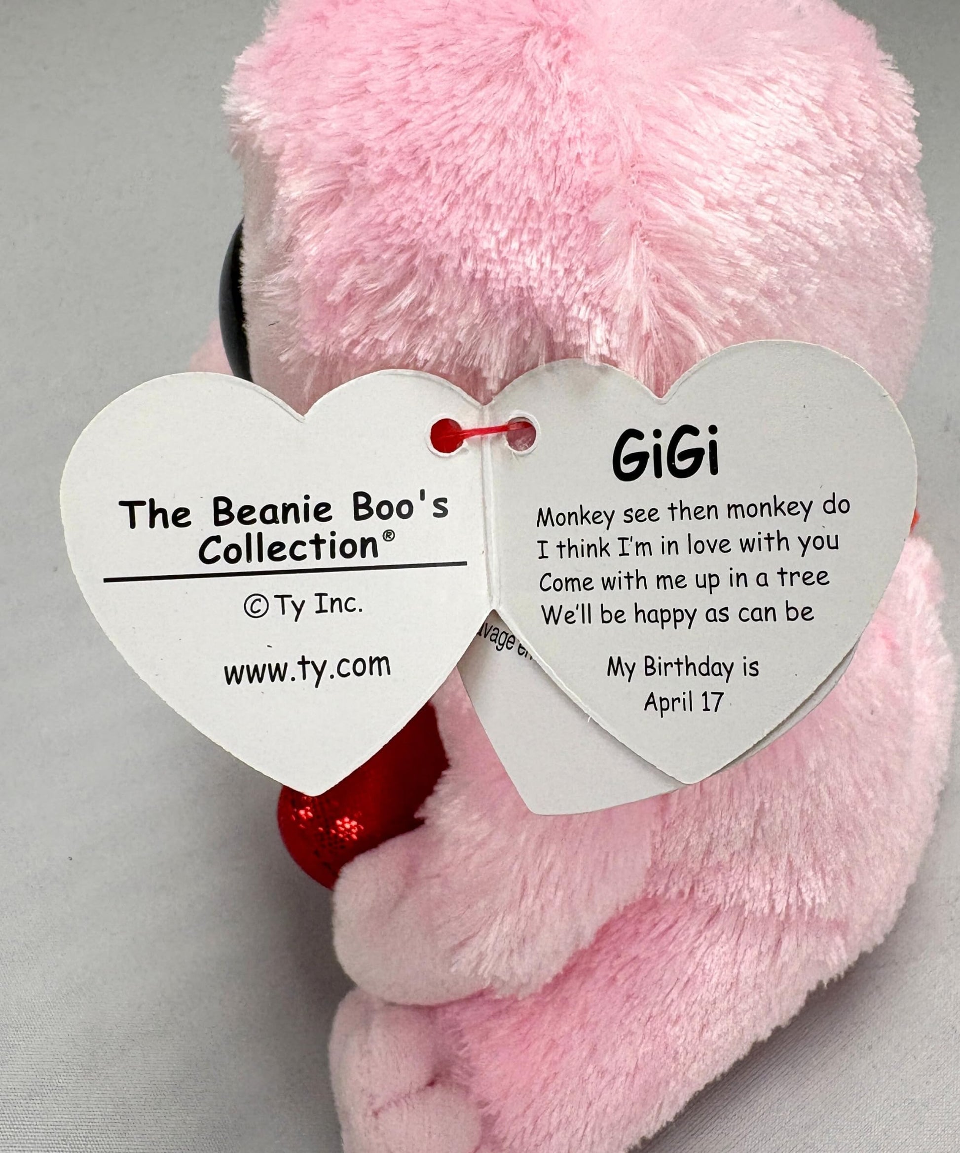 Ty Beanie Boo Gigi - Valentine Monkey - 6"