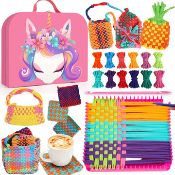 Combaybe Weaving Loom Kit Toys Gift for Kids and Adults-DIY Arts and Crafts Beginner-Friendly Potholder Loom Kit with Loops Tools Funny Birthday Gifts