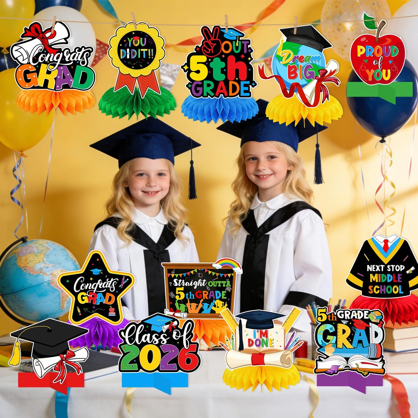 5th Grade Graduation Decorations: Elementary Graduation Decorations Honeycomb Centerpieces 5th Grade Promotion Decorations Fifth Grade Table