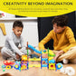 PicassoTiles 62pcs Magnetic Tile Pete the Cat Magnetic Marble Run Toy Set with Race Track Tubes Marbles and Stickers STEM Educational Construction
