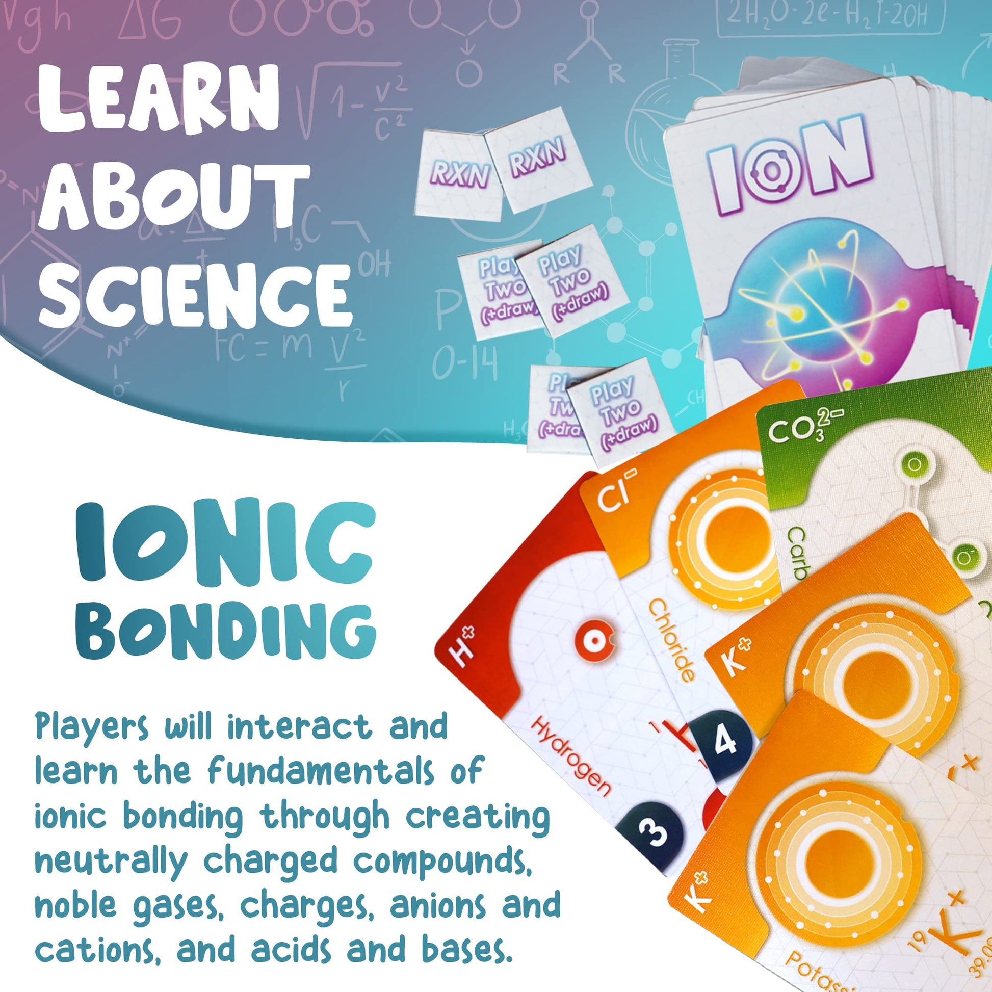 Genius Games Ion: A Compound Building Game (2nd Edition) - A Chemistry Card Drafting Game About Cations, Anion, Noble Gases - Science Accurate Board