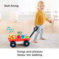 Fisher-Price Laugh & Learn Pull & Play Learning Wagon - German Edition, interactive toy wagon with shape blocks and learning content for baby