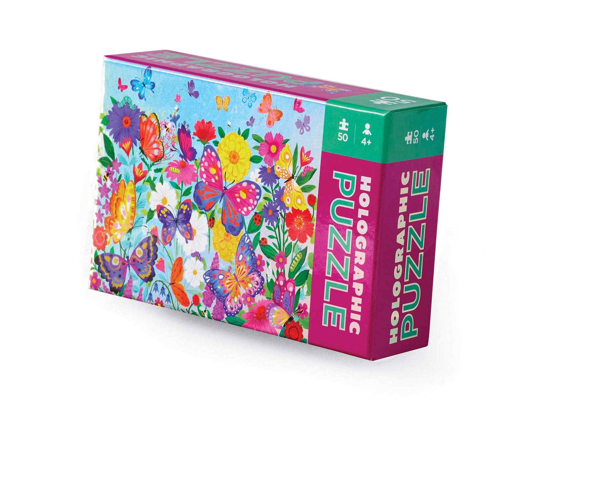 Crocodile Creek 50-Piece Jigsaw Puzzle - Fun Table or Floor Puzzles for Kids Ages 4-6 and Up - Includes Heavy-Duty Shaped Box for Storage - Butterfly