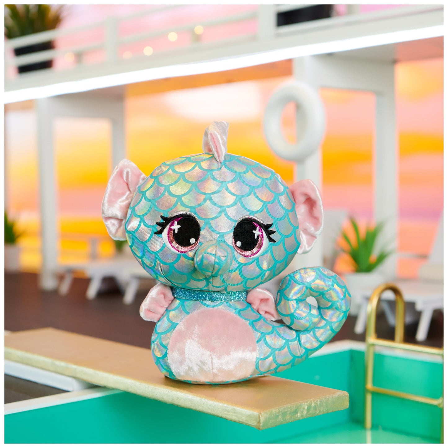 GUND P.Lushes Designer Fashion Pets Mel Dives Premium Seahorse Stuffed Animal, Pink and Teal, 6”