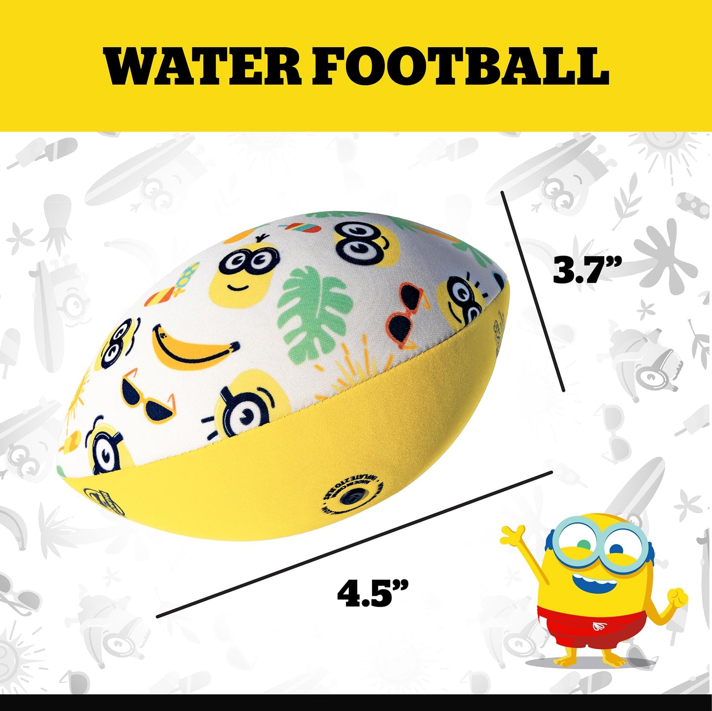 Minions Water Football Pool Toy, Kids Beach and Pool Football for Summer Water Games, Backyard, Parties, and Outdoor Play
