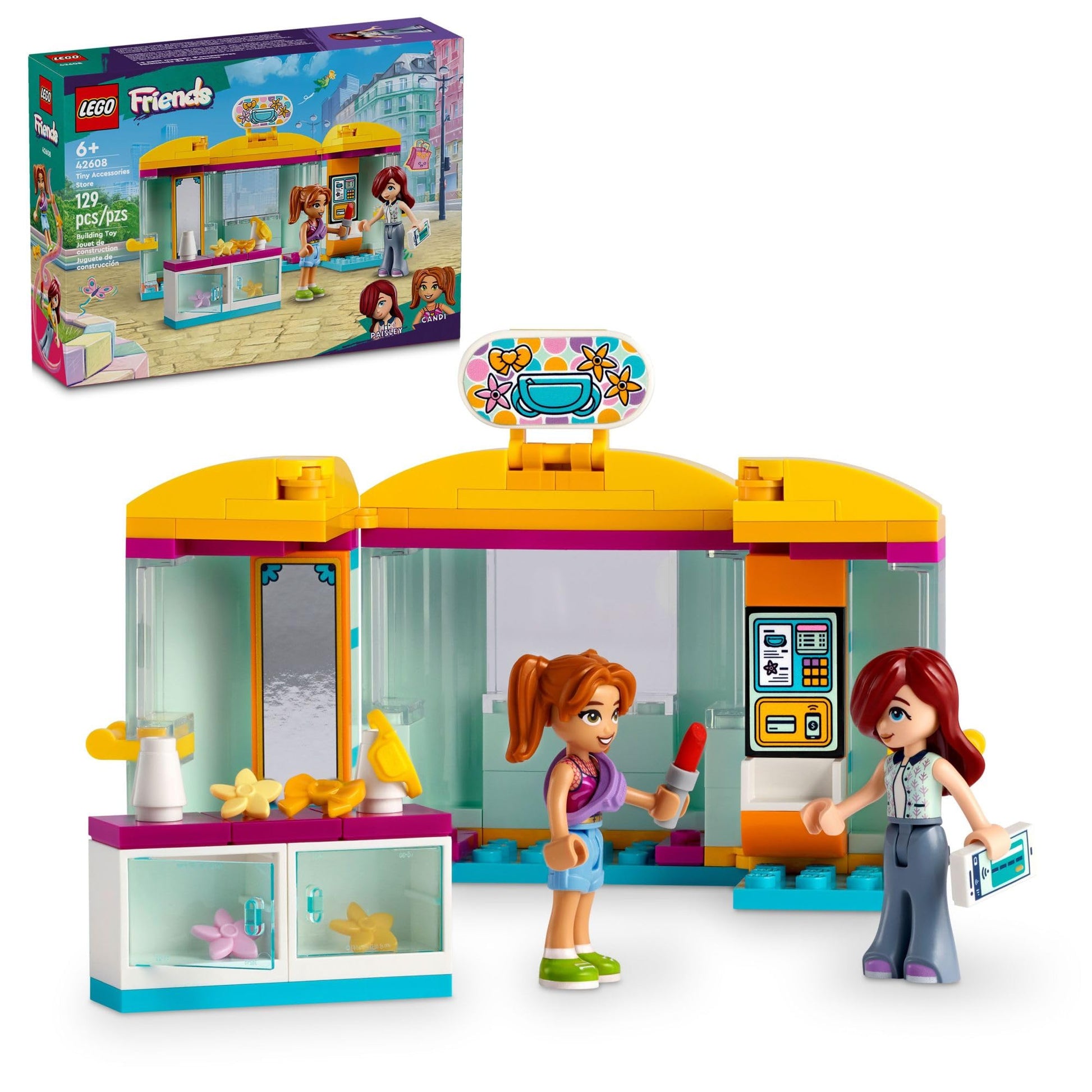 LEGO Friends Tiny Accessories Store and Beauty Shop Toy, Pretend Playset for Kids, Paisley and Candi Mini-Doll Characters and Mini Dolls Accessories,