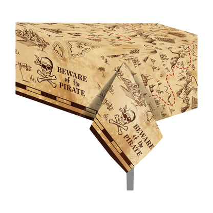 2 Pcs Pirate Party Tablecloth, Disposable Plastic Vintage Treasure Map Tablecover Waterproof Rectangular Treasure Tablecloth for Kids Pirate Themed