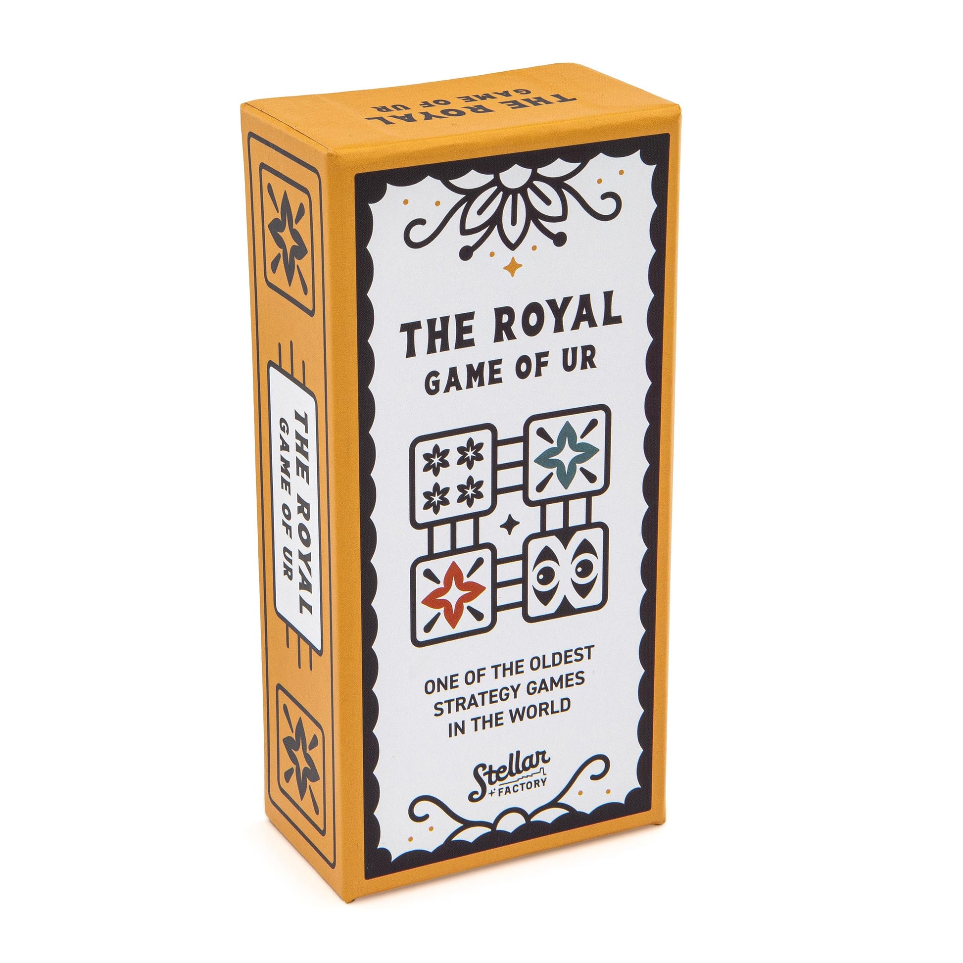 Stellar Factory Royal Game of UR | 5,000-Year-Old Strategy Race Game | Travel-Size with Drawstring Bag | 2 Players, Ages 10+ | 4 Languages
