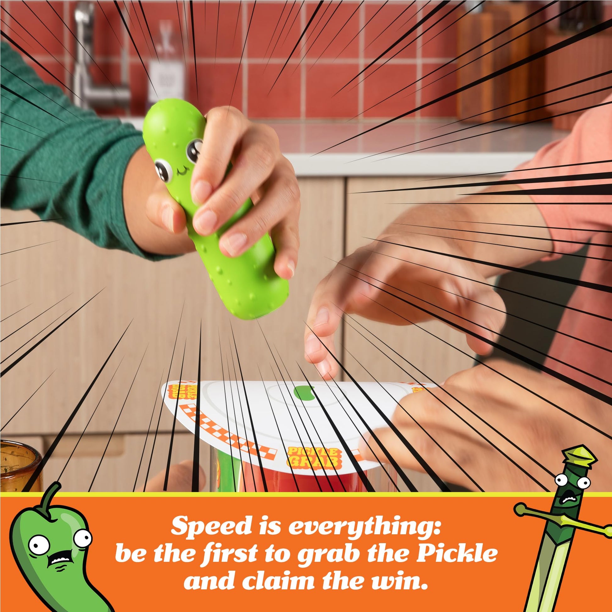 Exploding Kittens Presents, Pickle Grab - A Speed Grabbing Card Game - 2-6 Players - 15 Minutes to Play - Family Game Night - Fun for Kids, Teens