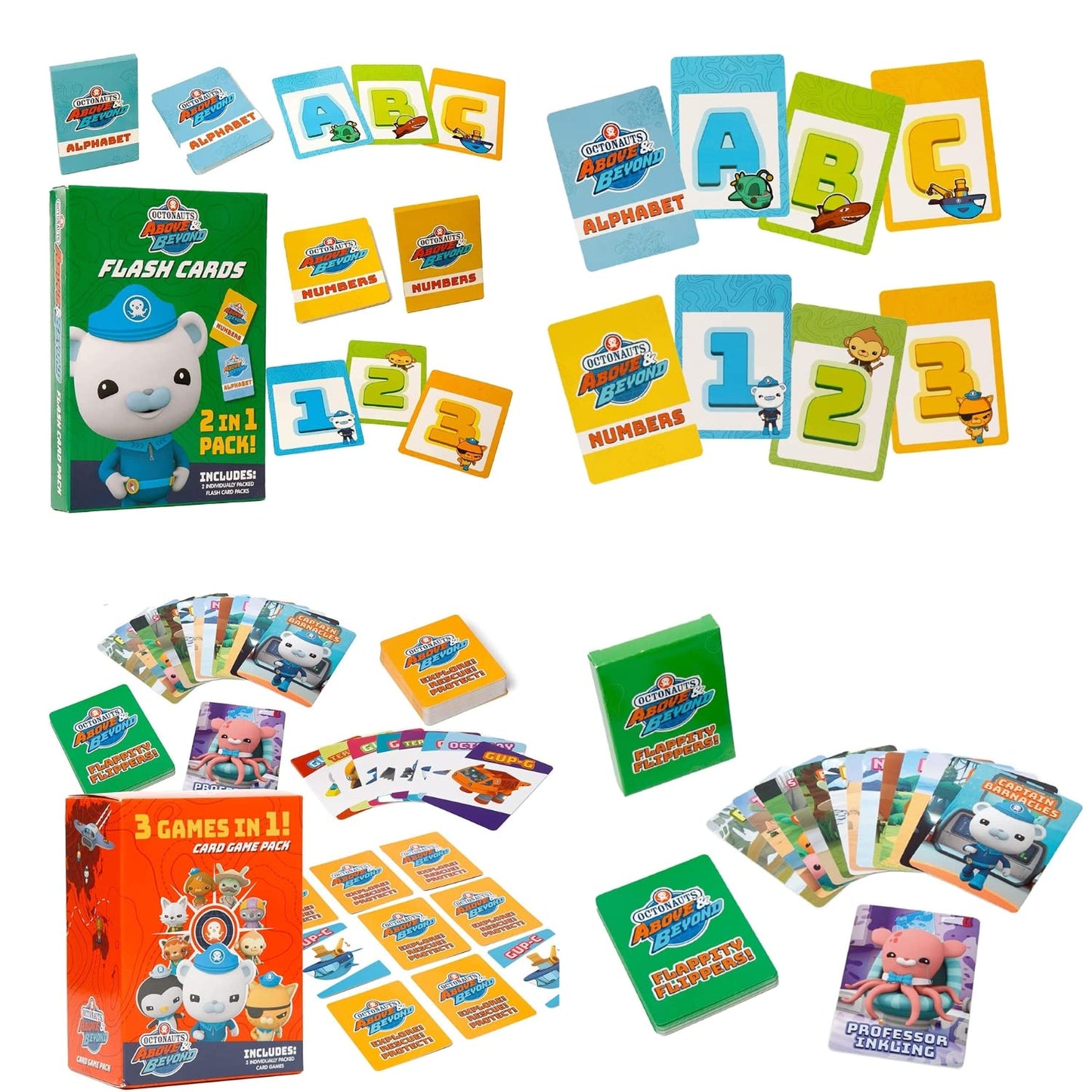 Mighty Mojo Octonauts Kids Classic Card Games and Flash Cards - Includes Three Games - Alphabet and Numerical Cards - Memory Game, Go Fish & Old Maid