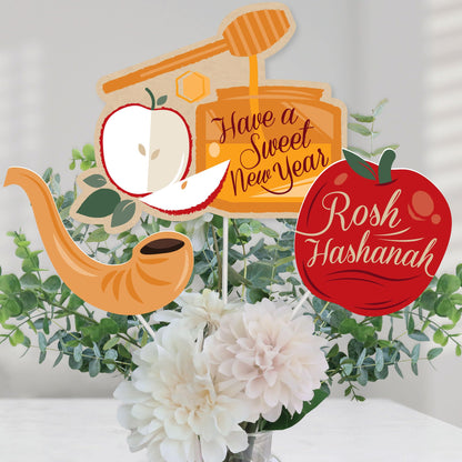 Big Dot of Happiness Rosh Hashanah - Jewish New Year Centerpiece Sticks - Table Toppers - Set of 15