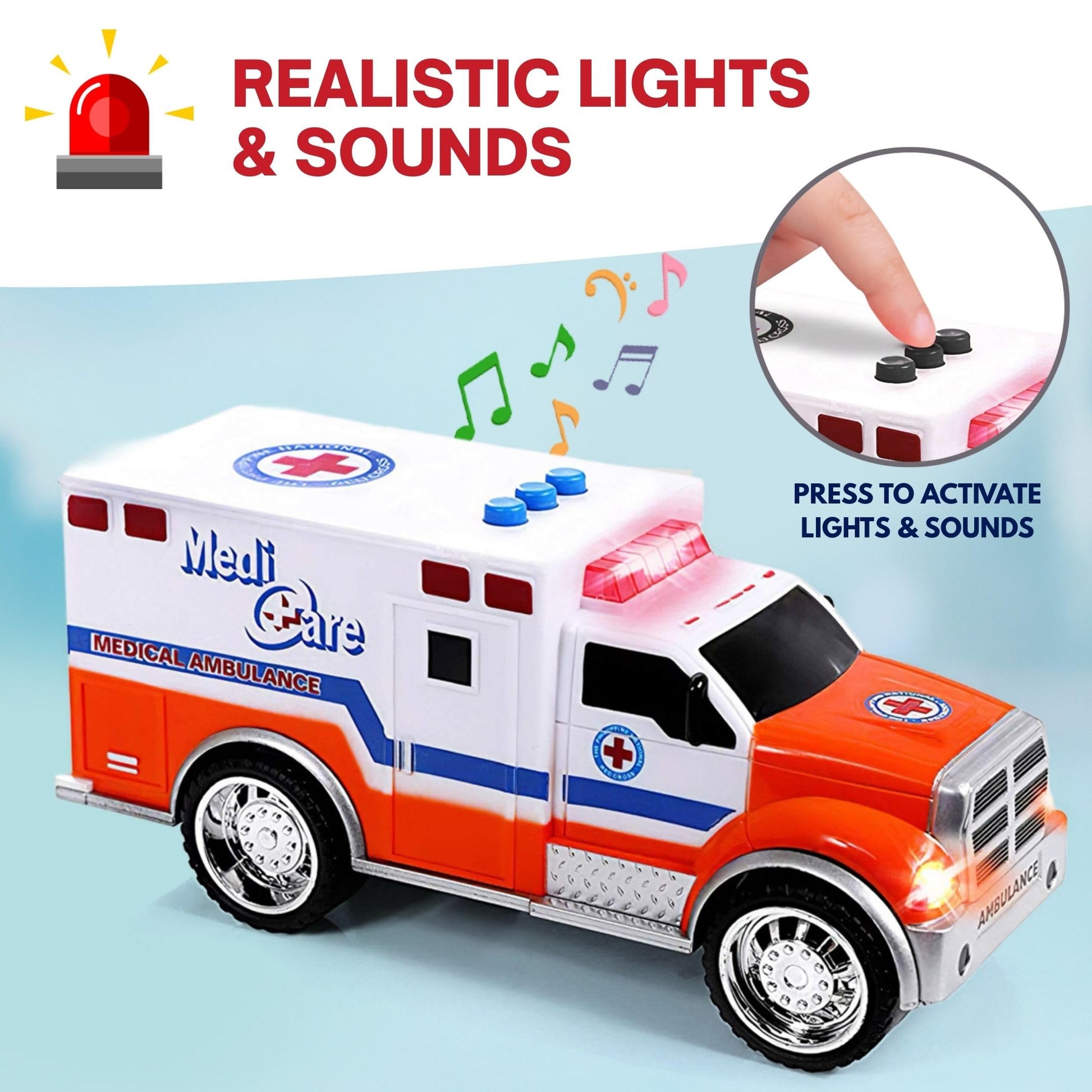 Liberty Imports 3-in-1 True Hero Emergency Rescue Vehicles Kids Toy Cars Playset - Ambulance, Fire Truck and Police Car with 3-Button LED Light