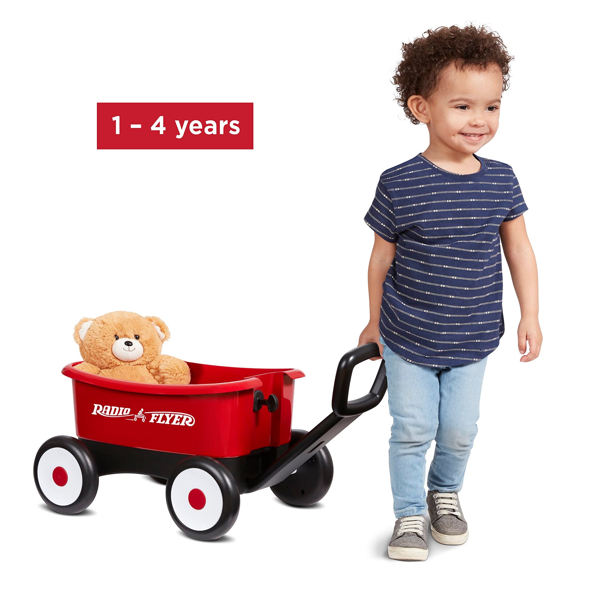 Radio Flyer Push & Pull Walker Wagon with Teddy Bear, Ages 1-4 Years, Red