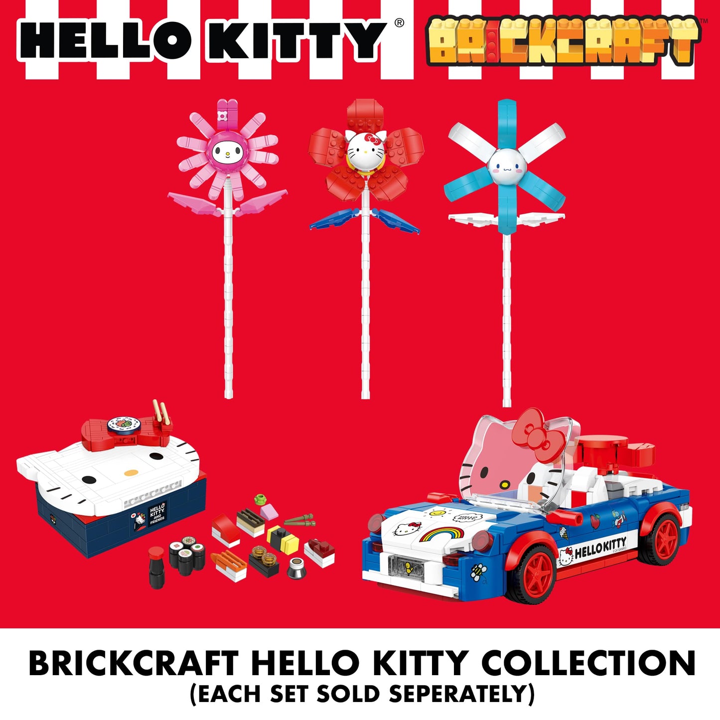Brickcraft Officially Licensed Sanrio My Melody Flower with Detailed face and Petals Included 92 Pieces Multicolored Brick Building Set