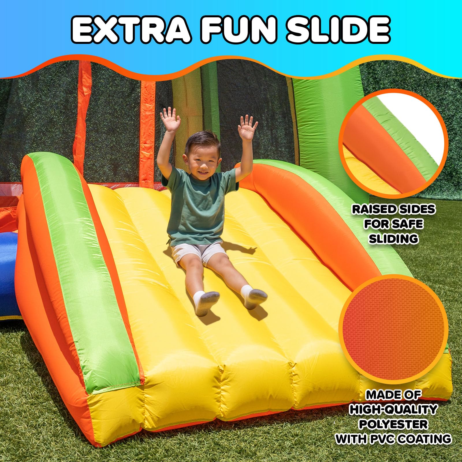 Sportspower My 1st Jump N Play Inflatable Bounce House with Slide & Mesh Shoe Pockets, Large Indoor/Outdoor Bounce for Kids, on 400W Blower