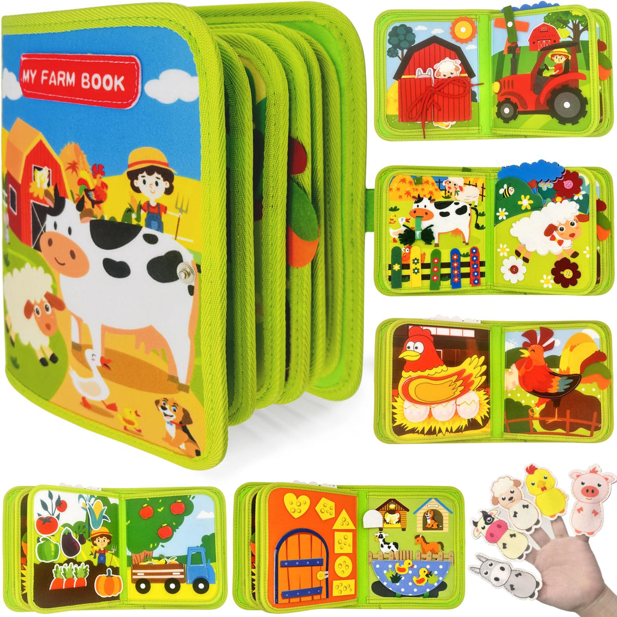 Busy Book for Toddlers, Montessori Toys Busy Board for Toddlers, Birthday Gifts for Boys & Girls, Quiet Activity Book with Life Skills, Cognition