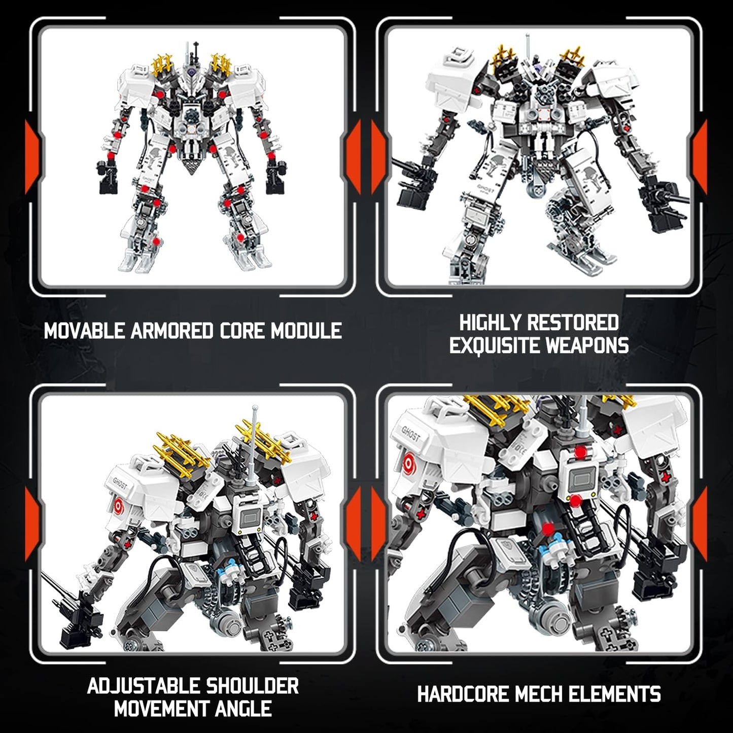 HIGH GODO Ghost Killer Mech Robot Transforming Building Blocks Set for Adults, City Warrior Justice Hero Soldier Mech Model Building Kit, Cool