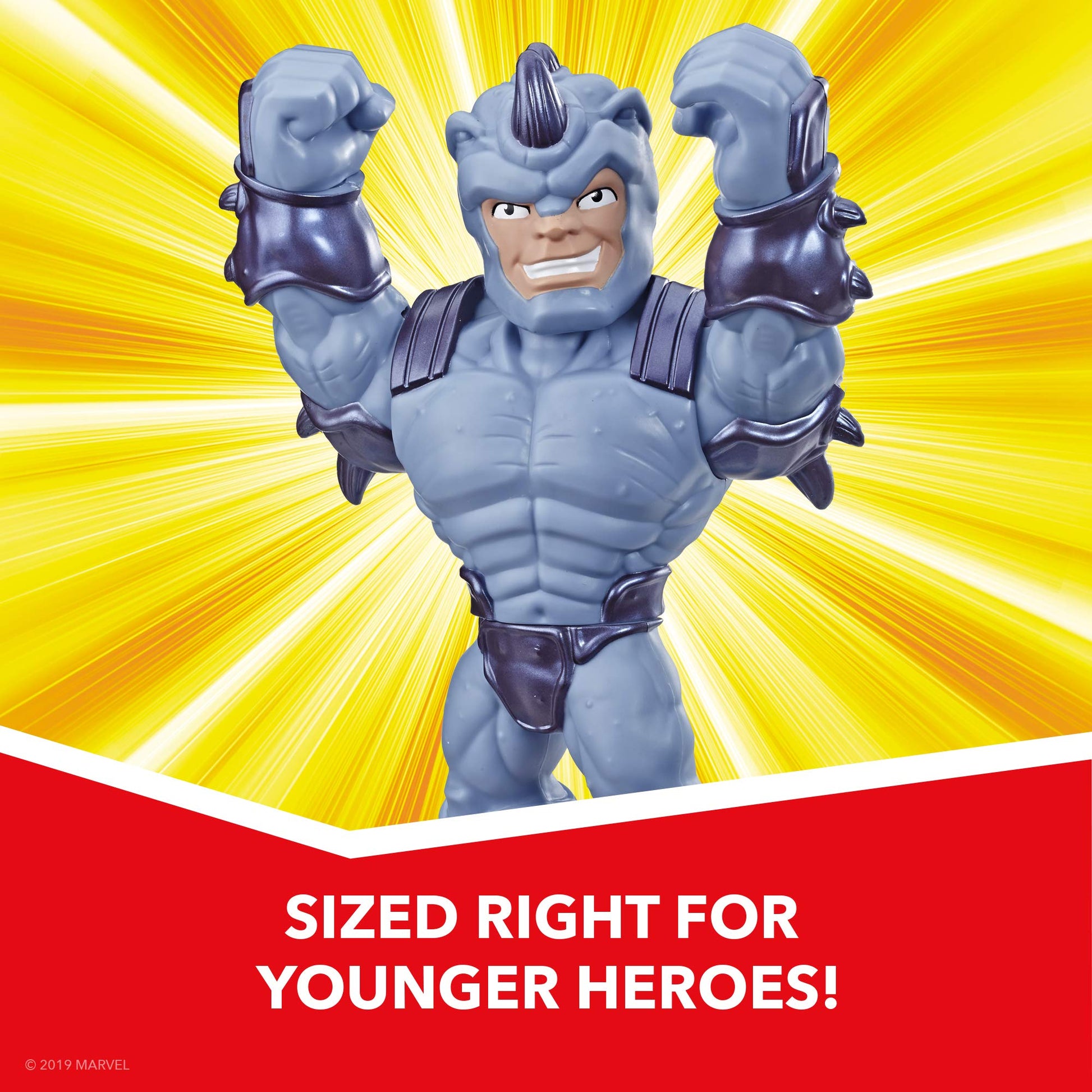 Playskool Heroes Mega Mighties Marvel Super Hero Adventures Web Warriors 3 Pack, Spider-Man, Kid Arachnid, Marvel’s Rhino, 10" Figures, Kids Ages 3