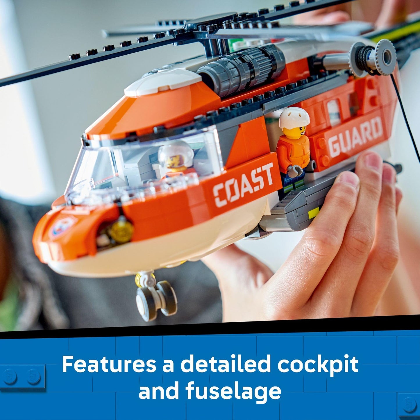 LEGO City Coast Guard Helicopter Building Toy for Kids - Pretend Play Emergency Response Set for Boys & Girls, Ages 7+ - Includes 4 Minifigures