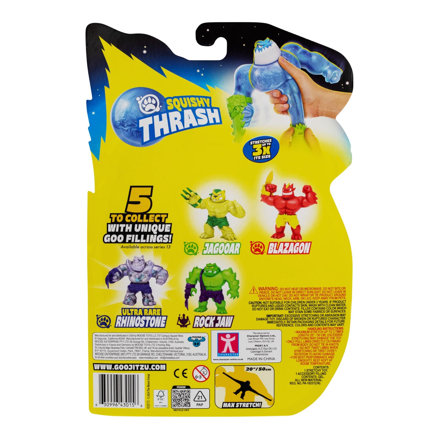 Heroes of Goo Jit Zu Meteor Madness, Stretchy Thrash Action Figure, with Unique Squishy Goo Filling & Meteor Battle Gauntlet, Sensory Toy That Stretch