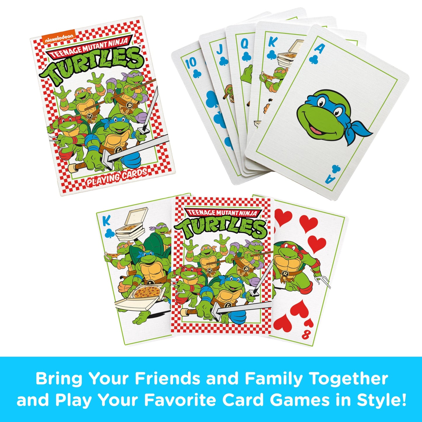 Aquarius Teenage Mutant Ninja Turtles Pizza Playing Cards Standard Size - Themed Novelty Deck with 52 Unique TMNT Designs - Collectible Merchandise