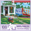 Bits and Pieces 100 Piece Puzzles for Adults - Calico Country - 100 Extra Large Pieces 15" x 19" Jigsaw Puzzles, Quilts Farm Spring, No 2 Pieces Alike