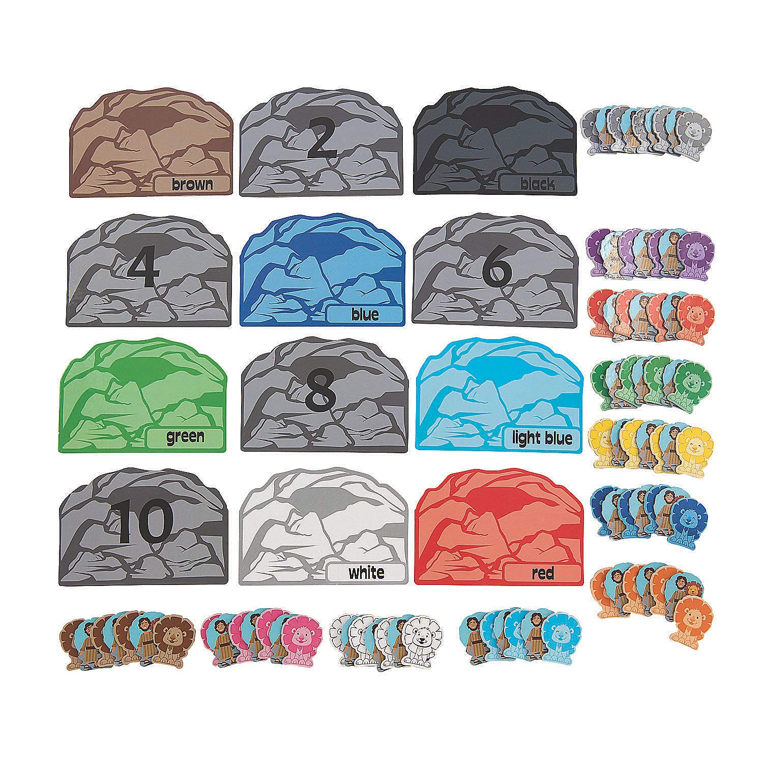 Fun Express Daniel & The Lions Color & Number Match Cards - Educational Learning Toy for Kids Preschool & Early Education - Perfect for Classroom