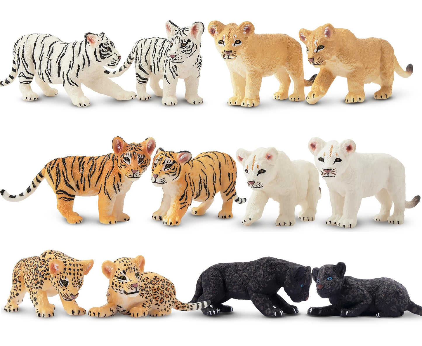Toymany 12 Safari Animal Figurines, High Emulational Baby Plastic Zoo Animals, Lions Tigers Leopards Figure Toy Set, Easter Eggs Cake Toppers