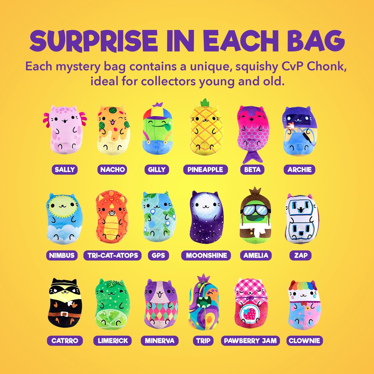 Cats vs Pickles 1pc Mystery Bags Wave 6 inch CvP Chonk Bean Filled Plushies